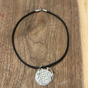 Silpada black leather choker. 15 inches long.  Sterling silver clasp.